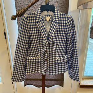 Blue and white Checkered J Crew Blazer Sz 10